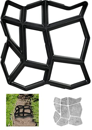 Relaxdays Pflasterform, 9 Kammern, HBT 4x42x42cm, Pflastersteine streichen, Garten Trittplatten, Beton Gießform, schwarz