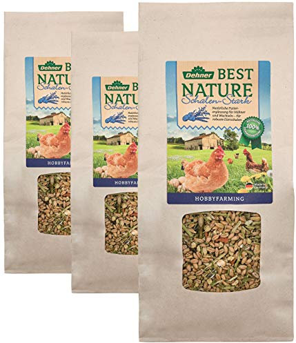 Dehner Best Nature Hühner- und Wachtelfutter, Schalen-Stark, 3 x 1 kg (3 kg)