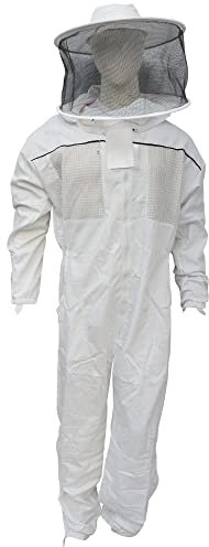 URBANSBEE Tuta Apicoltore Professionale Semi ventilata con Rotondo e Fantasia Cappuccio e Ampie Tasche - Abbigliamento Protettivo per Apicoltura, Anti-Punture API, Naturale traspirante /Resistente