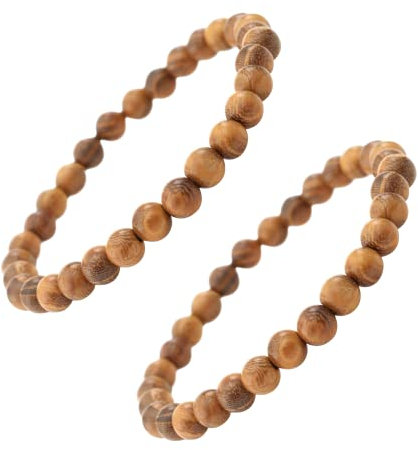 Made by Nami Chakra Yoga Armband 2er Set Damen & Herren - 6mm Perlen-Armband aus dem Zen-Buddhismus für Familie und Freunde - Tantrische-Schutzwirkung, Glücksbringer, Talisman (Holz Set)