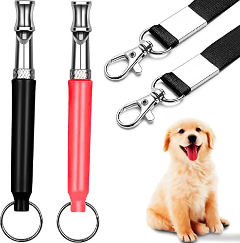 Mroobest Hundepfeife, Ultraschall Hundepfeife, Hundepfeife Rückruf, Hunde Pfeife mit Lanyard für Hundeerziehung Hundetraining, Einstellbare Hochfrequenz Hunde Zubehör, Blcak Red
