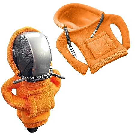 YEJAHY Housse de pommeau de levier de vitesse, sweat à capuche pour levier de vitesse, décoration amusante pour voiture (orange)