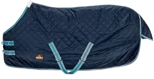 Start Pony Manta para establo de caballo, manta para caballos, manta de transición con forro polar o relleno en 0 g, 100 g (azul oscuro/azul, 125 cm (100 g/m², forro polar de 100 g/m²)