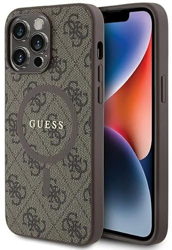 Guess GUHMP15XG4GFRW Hülle für iPhone 15 Pro Max 6.7 braun hardcase 4G Collection Leather Metal Logo