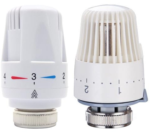 2PCS Temperature Control Valve, M30*1.5 System Thermostatic Radiator Head, Automatic Standard Radiator Valve Replacement Fixed Head, Thermostatic Radiator Valve Heating System (2 Type Head Only)