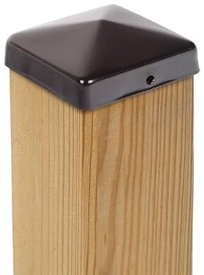 2 capuchons de poteau en acier pyramide noir revêtu par pulvérisation 141 x 141 mm