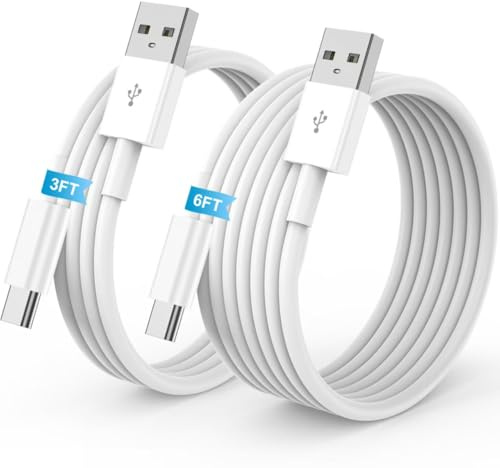 USB to USB C Cable, 2Pack [3FT+6FT] Car Carplay Charging for iPhone 17 Charger Cord, for Apple 17 Air/16/15/Pro/Pro Max/Plus USB A to Type C Cable, for iPad Pro 12.9/11, Air 5th/4th Gen