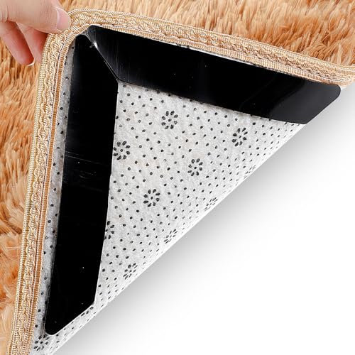 Mabor 16Pcs Non Slip Rug Grip Reusable Rug to Carpet Gripper Rug Slip Stopper Rug on Gripper for Wooden Laminate Carpeted Floors Self Adhesive Carpet Stickers for Rugs