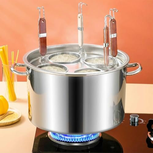 Generico Pentola Multifunzionale per zuppa con colino, Set per cuocere la Pasta con cestello e Coperchio, pentole Multiuso per la Cottura a Vapore, pentola per Cottura in Acciaio Inossidabile resiste