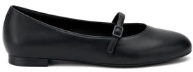 Frau - Ballerina in Pelle con Cinturino, Nero, 38