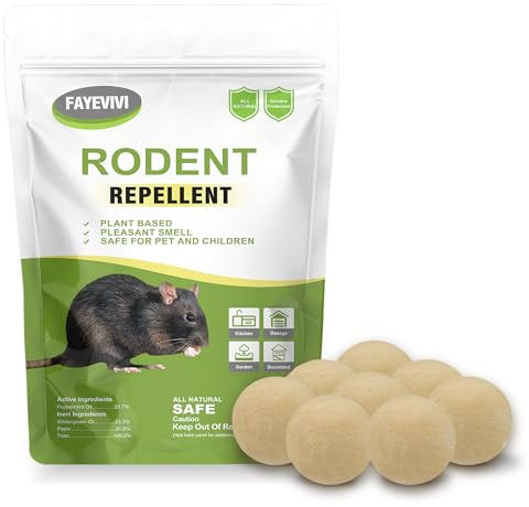 FAYEVIVI Mouse Repellent, Rodent Repellent, Rat/Mice Deterrent, More Humane Than Mouse Trap and Ultrasonic Deterrent, for Indoor Outdoor 8Pcs