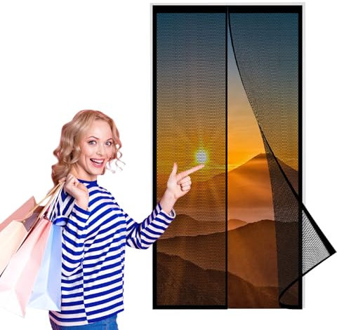 Moustiquaire Magnétique 290 x 190 cm Rideau de Porte Anti Mouche Rideaux Toile Insect Ecran pour Porte de Balcon, Salon, Terrasse, Blanc