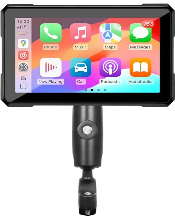 KHDWOB Pantalla CarPlay Inalámbrica para Moto 5″ HD para Suzuki GSX S 125 2017-2023, GPS Moto CarPlay Inalámbrico + Android Auto, Pantalla Táctil Impermeable