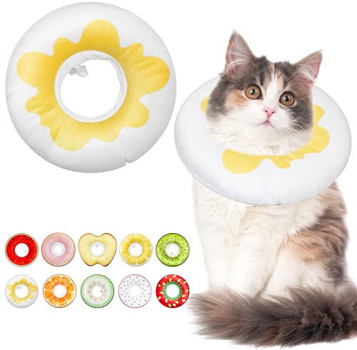 LIEVUIKEN Cat Cone Collar Soft, Adjustable Cat Recovery Cone to Stop Licking, Cute Kitten Donut Collar After Surgery, Elizabethan Collars for Kittens, Lightweight Cats Neck Cones (Egg, Large)