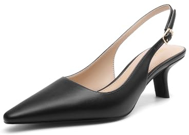 DREAM PAIRS Women's Slingback Kitten Heels - 2.36 Inch Low Heel Pointed Toe Pumps, Comfortable Closed Toe Dress Shoes for Office Work, Classic Holiday Heels,Size 12,Black-Pu,SDPU25092W