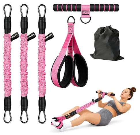 LIULINY Nouveau Modèle Corde de Tension Multifonction 3 Réglables | Corde de Tension Tubes en Latex Épais, Élastique Sport Maison Fitness, pour Renforcer le Ventre, la Taille, Muscles du Tronc