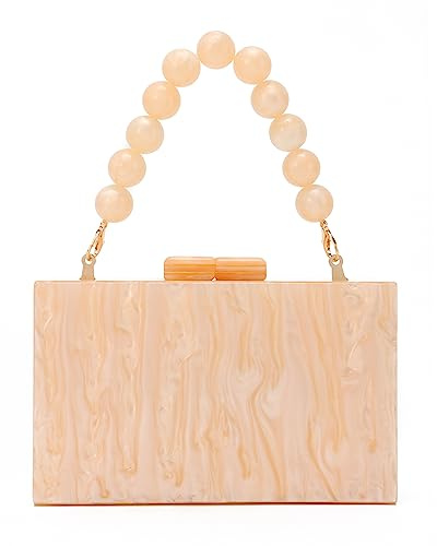 Jywmsc Pochette en Acrylique pour Femme Sac à Main de Soirée Formel Mariage Sac Bandoulière Marbré pour Fête Avec Chaîne de Perles