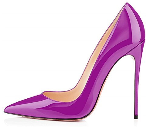 EDEFS Escarpin Femme Talon Haut Stiletto Chaussure Pointu Décolleté Vernis Violet Taille 40