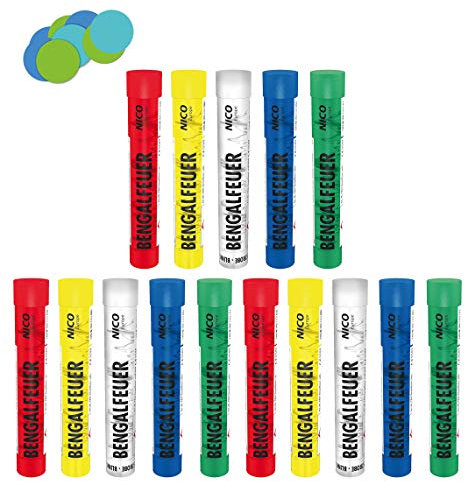 Conipa Bengalfeuer bunt + Konfetti Bengalos Pyro Kat F1 Feuerwerk Rauchfackel für Geburtstage, Silvester, Festivals, Konzerte & Hochzeiten Bengalisches Feuer (15er Pack)