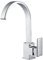 Hapilife Robinets d'évier de cuisine en laiton massif finition chromée, bec plat carré moderne pivotant à 360 degrés, effet cascade monobloc pour levier unique, avec tuyaux flexibles et raccords