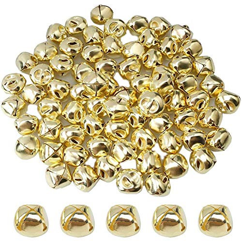 Moscare 100 Pieces 25mm Jingle Bells for DIY Crafts,Christmas Deco (Gold)