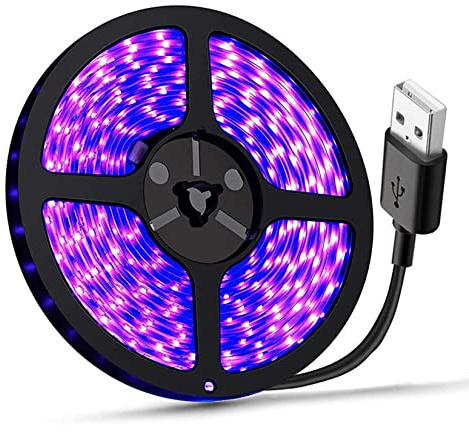 UV-ljuslist, 2 m, USB, LED-ljuslist, DC5 V 390-400 nm, 3528, 120 LED-lampor, IP65-vattentät, superljus, för halloween fest fluorescerande, dans, kroppsmålning, scenbelysning