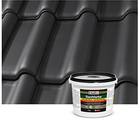 Isolbau Peinture pour toit - 4 kg - Couleur RAL - Peinture de façade Nano - Résistante aux intempéries - Sans solvants, imperméable, résistante aux UV - Noir
