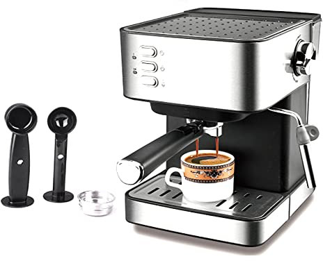 Cafetera Espresso, Cafetera Combinada Todo En Uno De 850 W con Tanque De Agua Extraíble De 1,6 L Y Espumador De Leche a Presión De 15 Bares, para Espresso, Capuchino, Latte, Macchiato