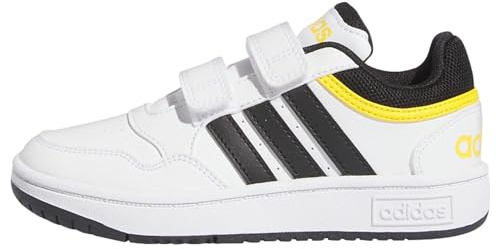 adidas Unisex Hoops Lifestyle Basketball Hook-and-Loop Sneakers, FTWR White/core Black/Bold Gold, 13.5K