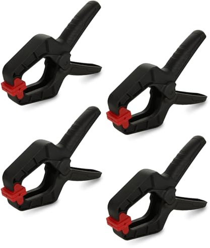 CYEER 4 PCS 8 Inch Spring Clamps, Extra Nylon Spring Clamps, Heavy Duty Black Plastic Spring Clips for Tarpaulin, Market Stall, Backdrop Woodwork Artwork