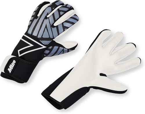 Mitre Impel Goalkeeper Gloves | Shock Absorption | Extra Grip, Black/Grey, Size 10