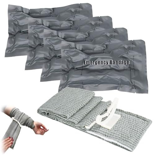 4 Piezas Vendaje Israelí, Vendaje de Emergencia de 6 Pulgadas, Israeli Vendaje Hemostático, Israel Vendaje, Vendaje de Emergencia para Exteriores, Color Gri