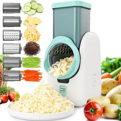 Grattugia elettrica per formaggio, macchina per insalata elettrica, multi grattugia, taglia frutta, affettatrice automatica per verdure, robot da cucina, per formaggio, cetriolo, carota, bianco