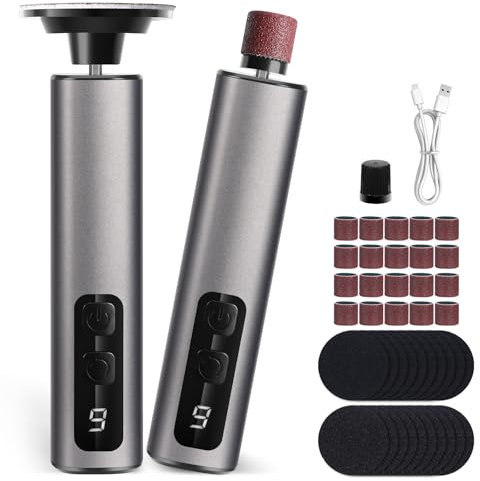 Mexgcom 2 in 1 Elektrischer Hornhautentferner, Hornhaut Entfernen Fuß Set mit 9 Einstellbaren, Wiederaufladbare LED Pediküre und Maniküre Set für Tote Harte Rissige Fersen Haut (Schwarz)