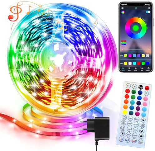 Ruban LED 10m RGB 24V – Bande Lumineuse Télécommande et APP, 1200 Lm, Multicolore, Réglable, Facile à Installer – Synchronisation de la Musique, Éclairage Ambiance pour Chambre, Salon, Gaming, Fêtes