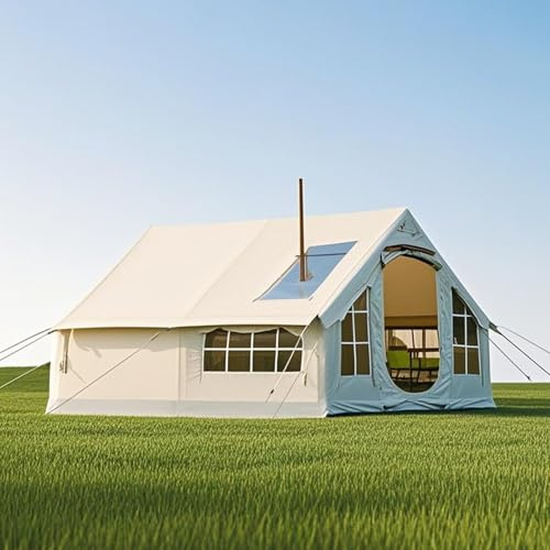 Inflatable Tent with Pump, Air Tents 6-8 Man Inflatable with Stove, 4 Season Outdoor Family Inflatable Tents for Camping with Mesh Windows & Doors, Easy Setup Large Blow Up Tent