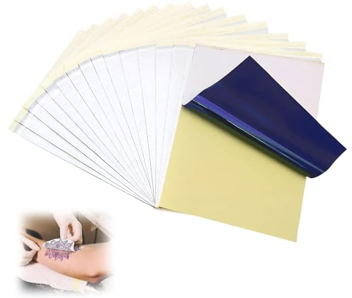 65 Sheets Tattoo Transfer Paper Tattoo Stencil Paper 4 Layers A4 Thermal Stencil for Beginners & Pros Clear Reusable for Tattooing Transfer Kit Supplies Carbon Tracing Sheets