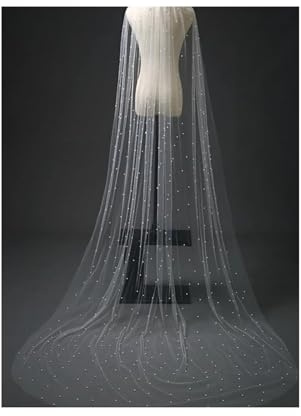 IZHAOGJING Schleier Braut, Brautschleier Brautschleier, weich, 1-stufig, mit Perlen besetzt, for die Länge der Braut, Kamm, Hochzeitszubehör(250cm)