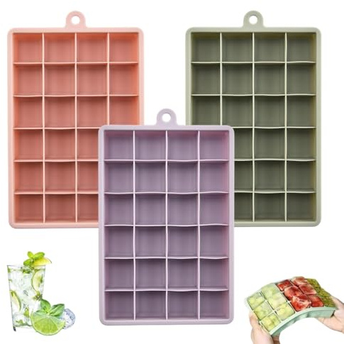 YIPFEN Set di 3 Stampi Ghiaccio Silicone con Coperchio, 72 Cubetti di Ghiaccio da 3 cm, Stampo per Cubetti Riutilizzabile per Caffè, Cocktail e Whisky