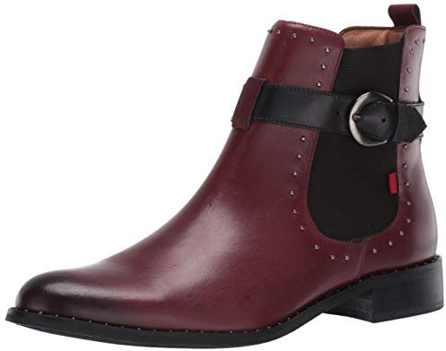 Marc Joseph New York Damen Chelsea Boot aus echtem Leder mit Schnalle und Nieten-Detail Chukka-Stiefel, Wein, 36 EU