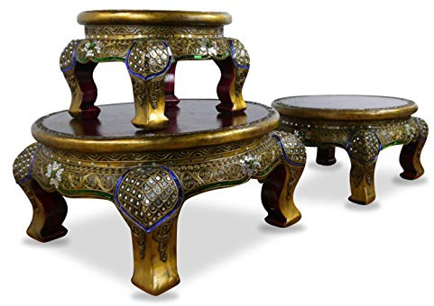 Livasia Table d'opium, Table Basse | Table d'appoint | Mosaïques et Bois, Décoration Asiatique à la Main en Thaïlande (50cm)