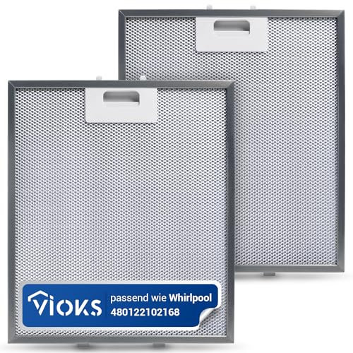 VIOKS 2x Dunstabzug Filter 305x267mm Ersatz für Elеctrolux 4055250429, Elica Dunstabzugshaube Filter GRI0009219A KIT0010805, Whirlpool Abzugshaube Metall 480122102168 C00314158 ARI314158