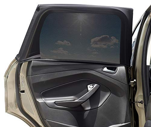 Car Window Sunshade -2 Pack Breathable Mesh Car Rear Side Window Shade Sunshade UV Protection for Baby Family Pet Size M, Mosquito Net Curtain Fit for Most(95%) of Cars, Cover Full Window