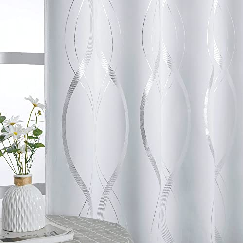 PONY DANCE Dekorativa gardiner för vardagsrum, 2 st., H 220 x B 140 cm, gardin, mörkläggning, öljettgardin, fönstergardiner och gardiner för sovrum, grå-vit