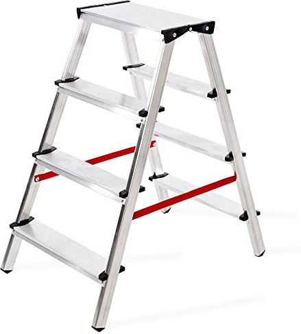 Aluleiter Zweiseitige Haushaltsleitern EN131 Stehleiter 2x2 2x3 2x4 Stufen 125KG (2x4-125)