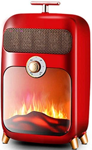 AZICYN Estufa eléctrica, eléctrica Retro 900 W Calentador de leña Calentador Estufa de Fuego W Efecto de Llama Fuego Freestan Chimenea Luz LED de leña Temperatura Ajustable, Rojo (Verde)