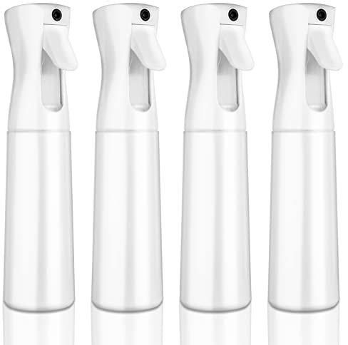 ASelected Lot de 4 Vaporisateur Cheveux Rechargeable Visage Coiffeur 300ML, Brumisateur Rechargeable 24.6 x 6cm, Spray Brumisateur pour Nettoyage Vaporisateur Cheveux, Plantes-Blanc