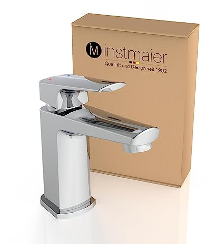 instmaier Amelie | Waschtischarmatur | Chrom | Wasserhahn für Bad | Einhebelmischer Waschbecken | Mischbatterie aus Messing