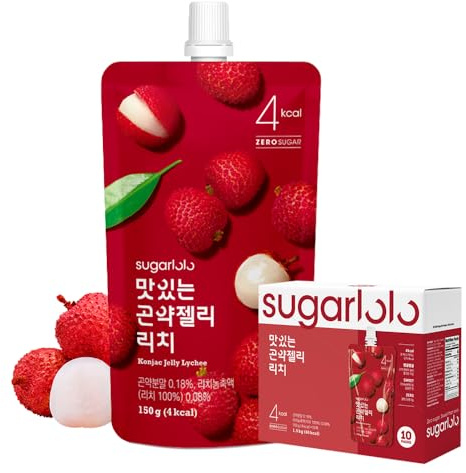 Sugarlolo Konjac Sweet Jelly Snack 150g (10 Packs) (10 Packs, Mix) (Lychee)