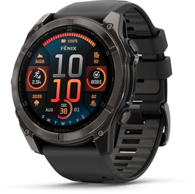 Garmin fēnix® 8 – 51 mm, AMOLED, Sapphire, Premium Multisport GPS Smartwatch, Long-Lasting Battery Life, Dive-Rated, Built-in LED Flashlight, Carbon Gray DLC Titanium with Pebble Gray Band